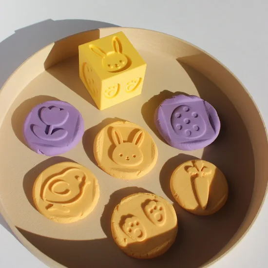 Pavasara stampiņas kubs- 6in1 Lieldienu pavasara tekstūras kubs plastilīnam
