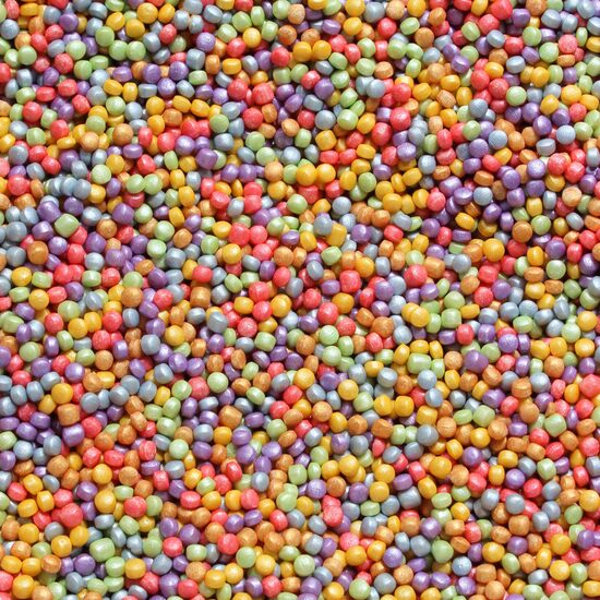 Spīdīgā varavīksne - sensorā bāze smalkie graudiņi mini dots, 750g sensorie graudi