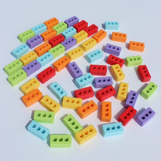 Varavīksnes eko ķieģeļi, 60 gab spēļu ķieģeļi sensorajām rotaļām bērniem Rainbow Eco bricks