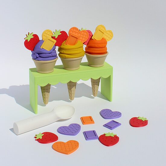 Eko saldējuma komplekts bērniem- plastilīna veidošanas piederumu komplekts sensorajām rotaļām, zaļš